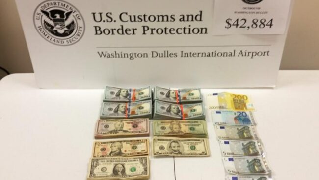 airport money seizure, airport cash seizure by Customs, currency seizure at the airport